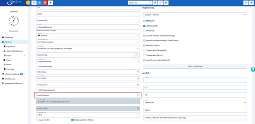 Austrittsdatum in SaaS.de festlegen Austrittsdatum in SaaS.de festlegen