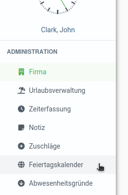 Bereich Feiertagskalender Bereich Feiertagskalender