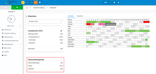 SaaS.de absence calendar