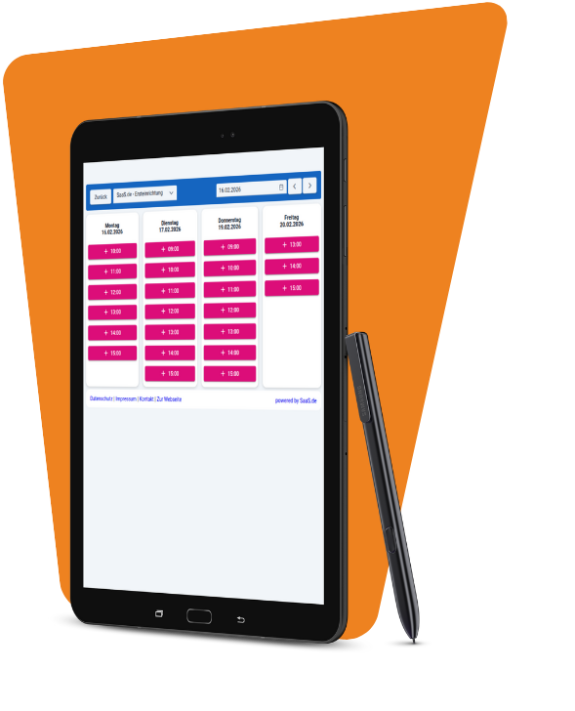 Terminplanung-Modul – digitale Terminübersicht auf Tablet