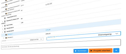 Projekt buchen