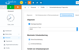 Einstellungen für Schwerbehinderungsprofil