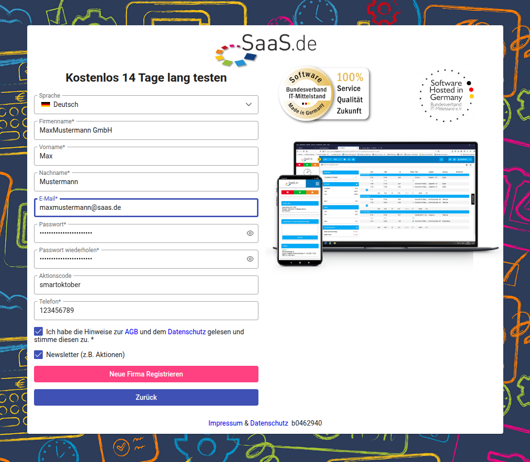 Anmeldung SaaSde